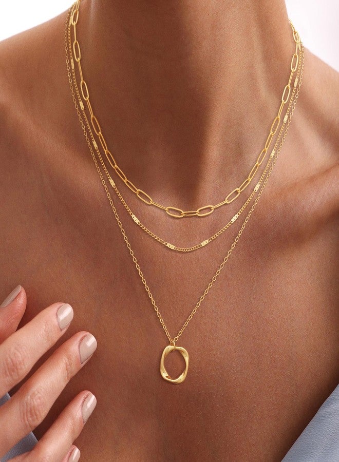 VIROMY Gold Necklace for Women 14k Gold Chain Necklaces Dainty Layered Necklaces Simple Stackable Pendant Necklaces Paperclip Dot Chain Choker Jewelry for Women - Image 4